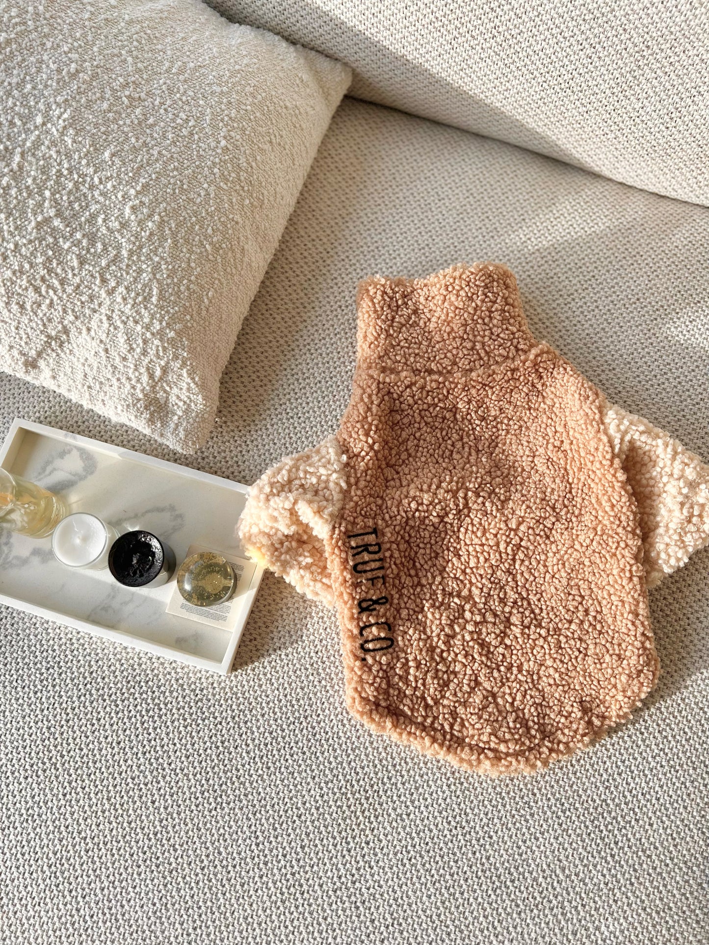 Boucle two tone turtleneck sweater